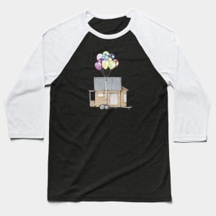 Up! Tiny House On Wheels With Balloons In Chimney, Like Up Movie Baseball T-Shirt